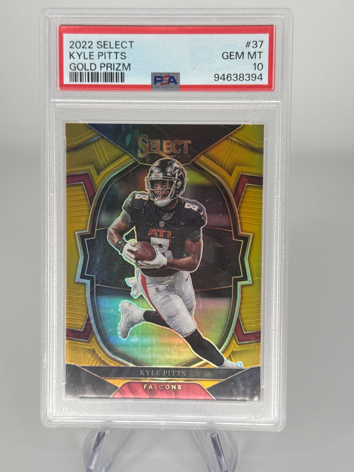 Kyle Pitts 2022 Panini Select Gold Prizm, 07/10, PSA 10 Gem Mint