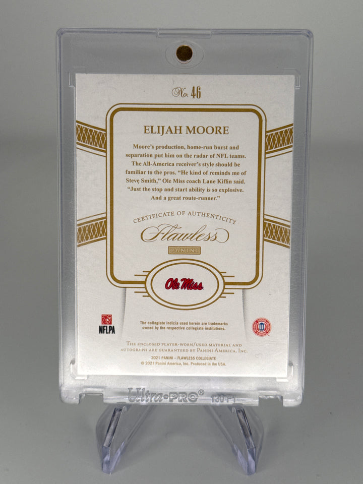 Elijah Moore 2019 Panini Flawless Collegiate Rookie Bowl Patch Auto Emerald, 5/5