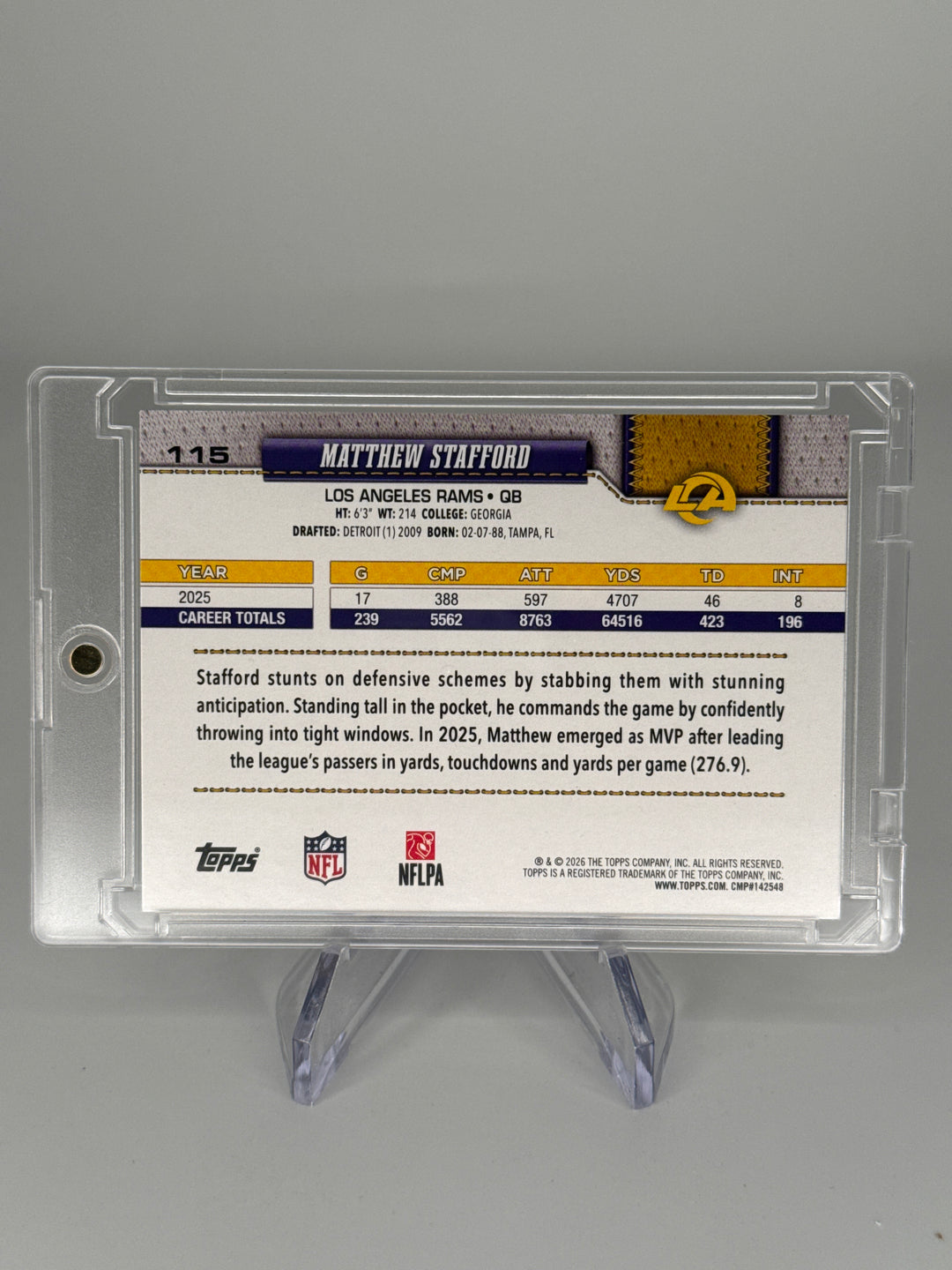 Matthew Stafford 2026 Topps Flagship True Photo SSP Variation