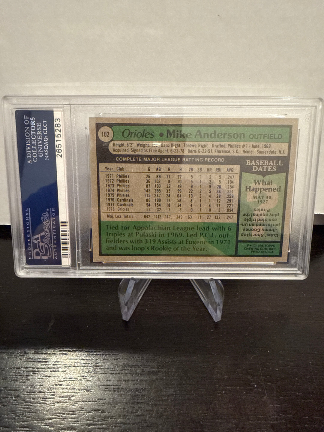 Mike Anderson 1979 Topps, PSA 8