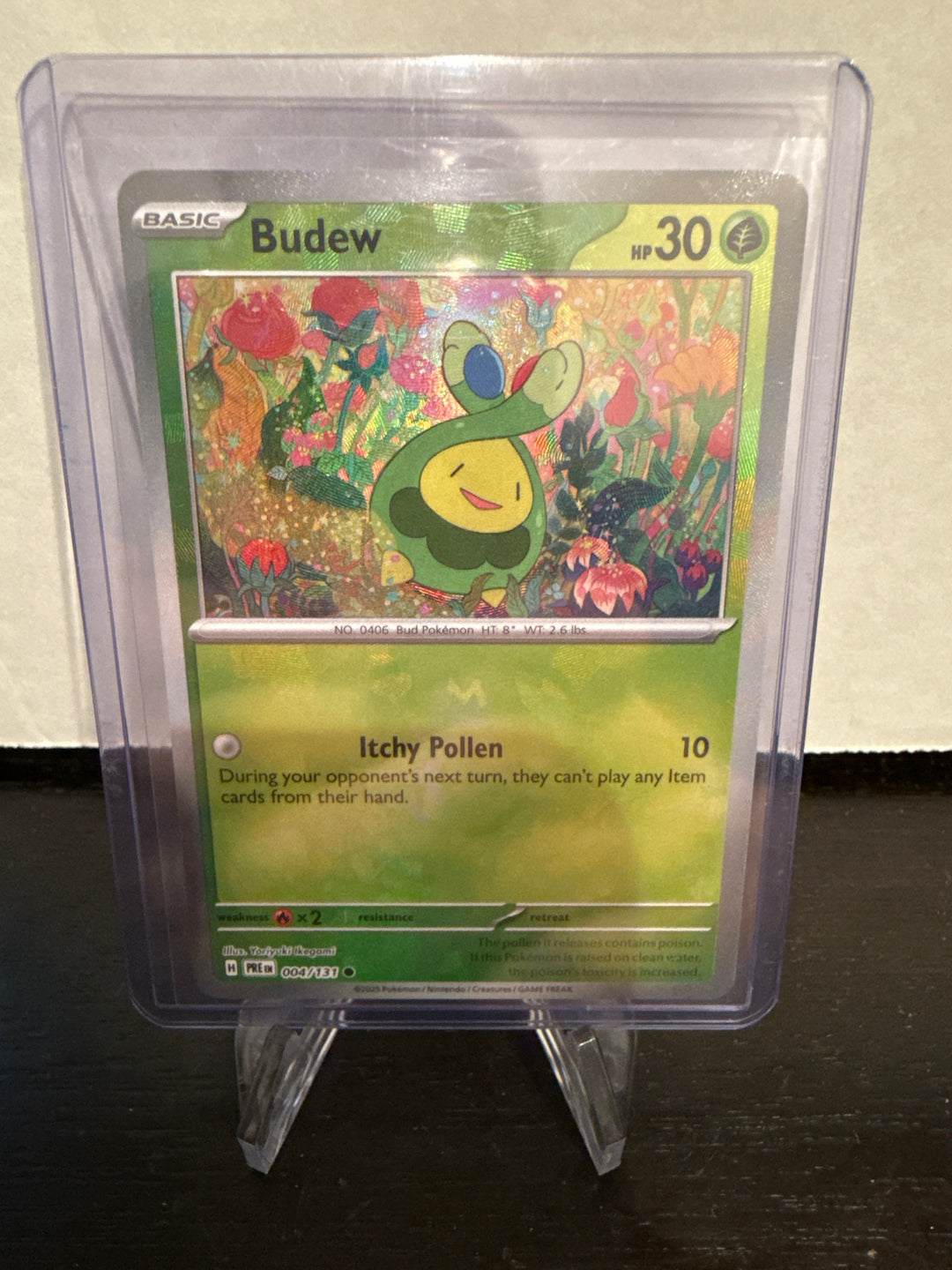 Pokemon TCG 2025 Budew Prismatic Evolutions Master Ball Reverse Holo, 004/131