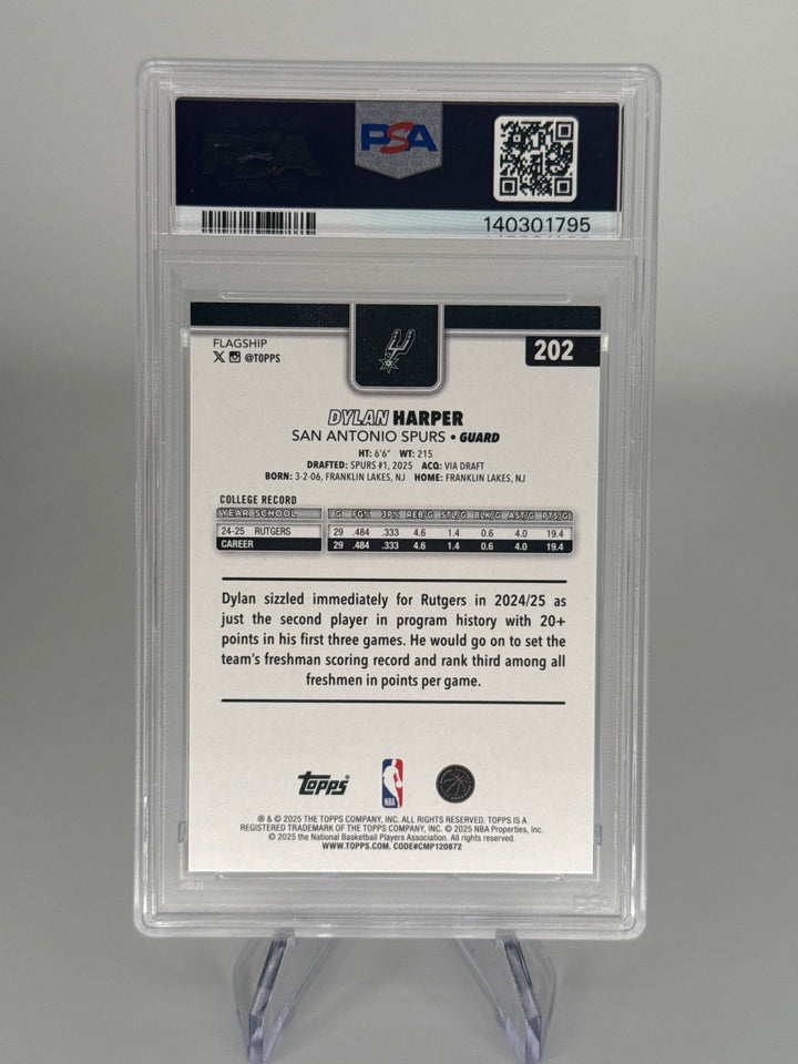 Dylan Harper 2025 Topps Flagship Rookie, PSA 10 Gem Mint