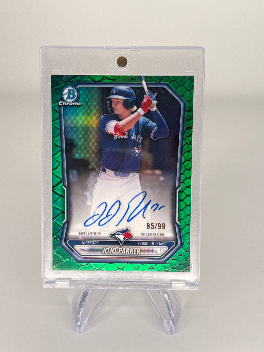 Jojo Parker 2026 Bowman Chrome Green Reptilian Prospect Auto, 85/99