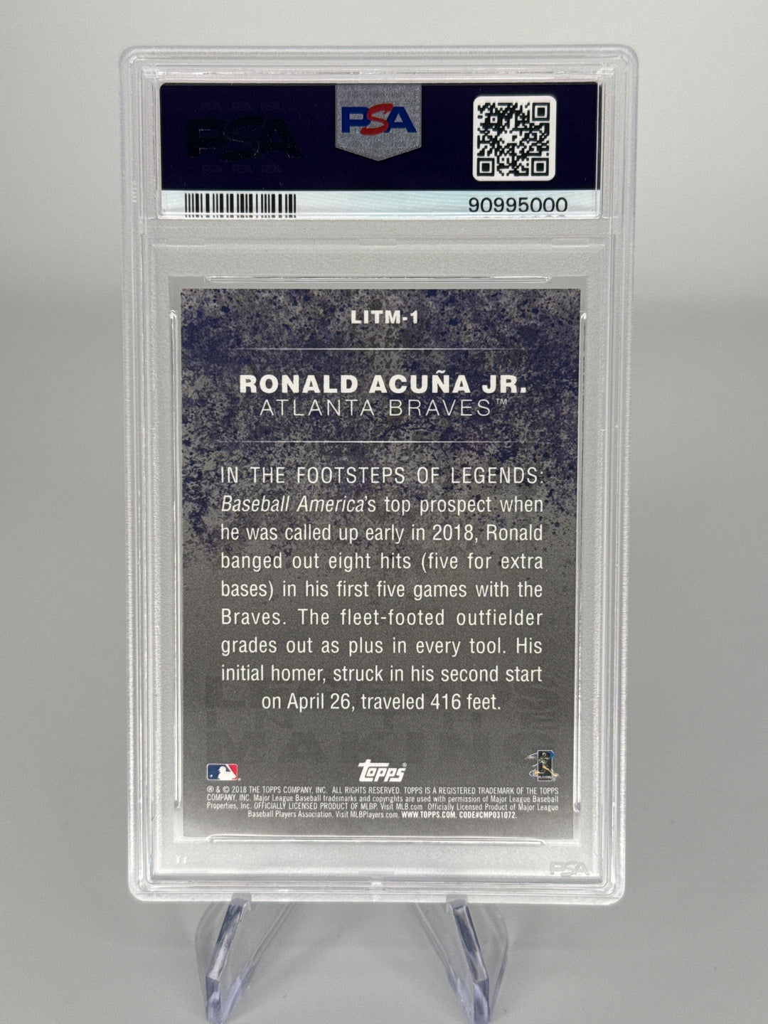 Ronald Acuna 2018 Topps Update Legends in the Making Black Rookie, PSA 10 Gem Mint
