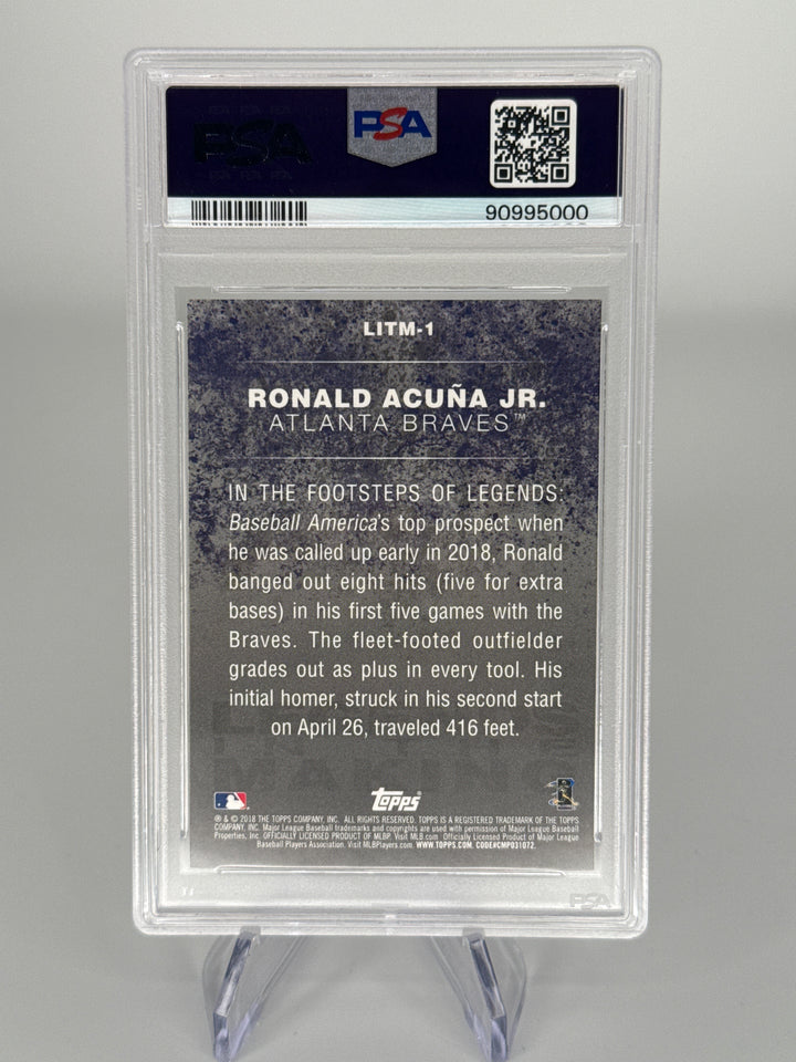 Ronald Acuna 2018 Topps Update Legends in the Making Black Rookie, PSA 10 Gem Mint