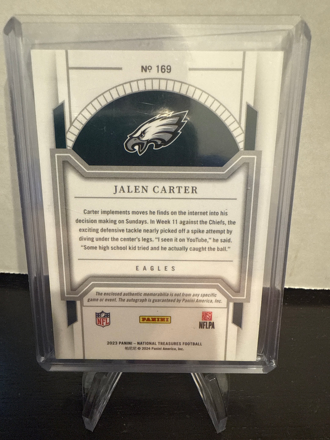 Jalen Carter 2023 Panini National Treasures Rookie Patch Auto, 26/99