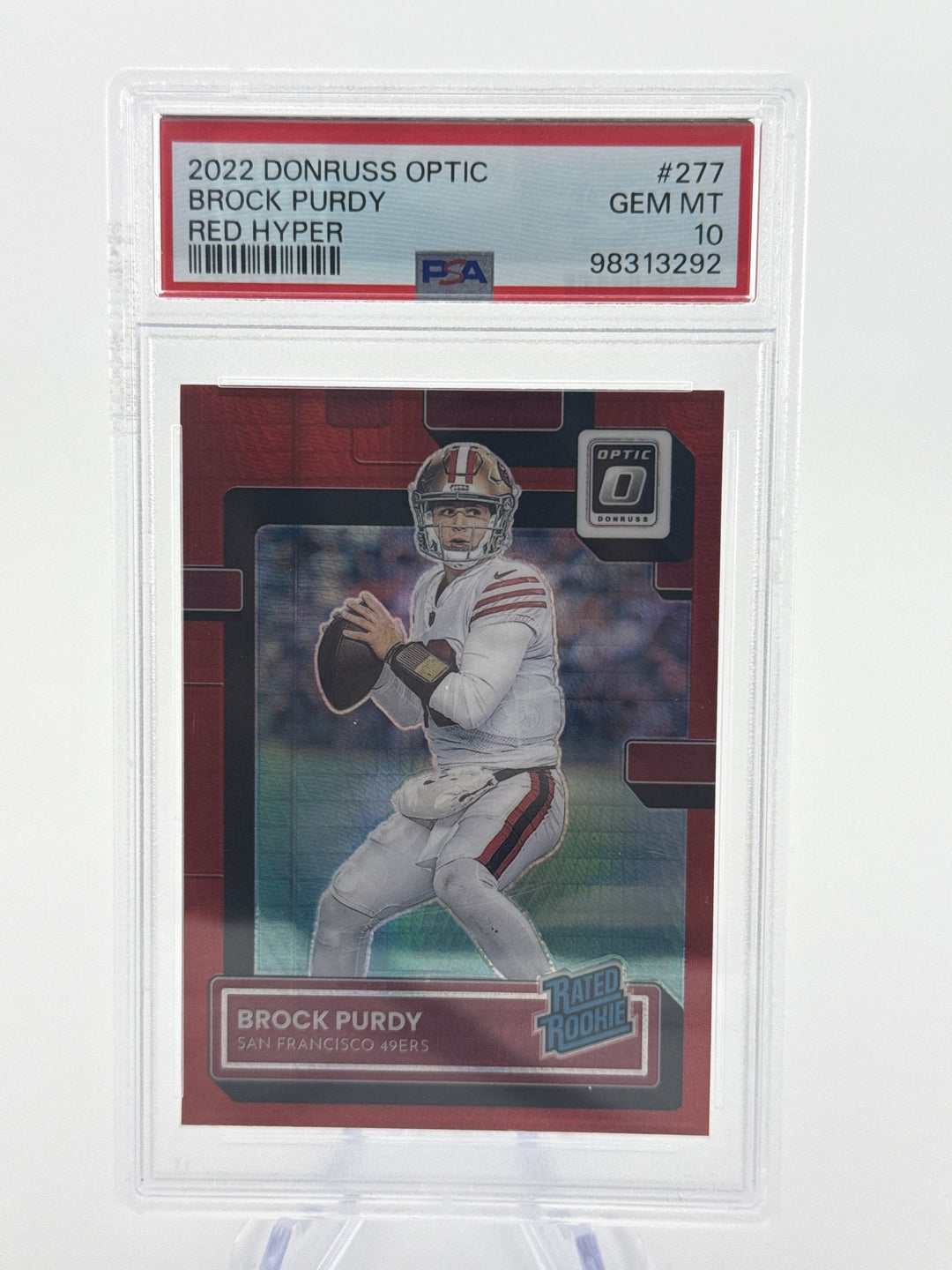 Brock Purdy 2022 Panini Donruss Optic Red Hyper Rookie, PSA 10 Gem Mint