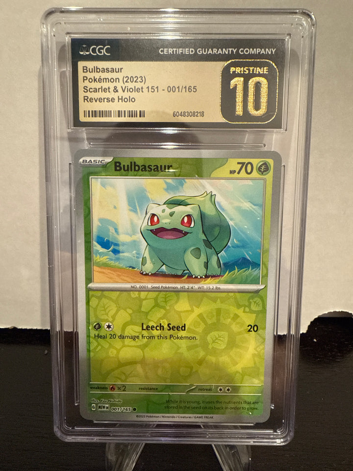 Pokemon TCG 2023 Bulbasaur Scarlet & Violet 151 Reverse Holo, 001/165, CGC 10 Pristine