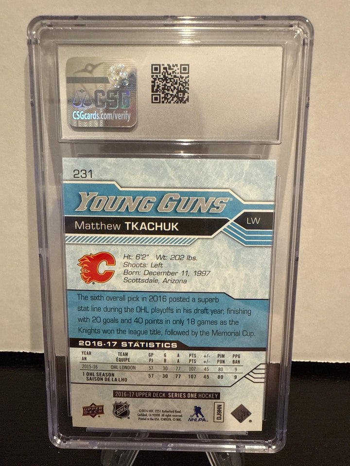 Matthew Tkachuk 2016 Upper Deck Young Guns Rookie, CSG 10 Gem Mint