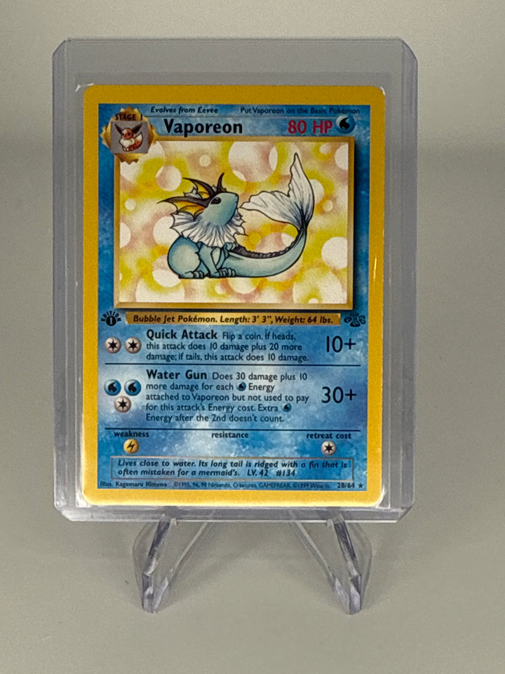 Pokemon TCG 1999 Vaporeon 1st Edition Jungle, 28/64