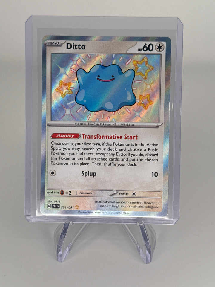 Pokemon TCG 2024 Ditto Shining Holo Paldean Fates Baby Shiny, 201/091