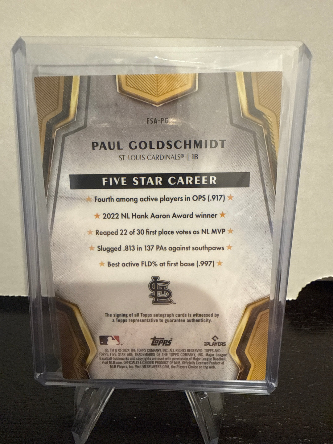 Paul Goldschmidt 2024 Topps Five Star Teal Auto, 27/75