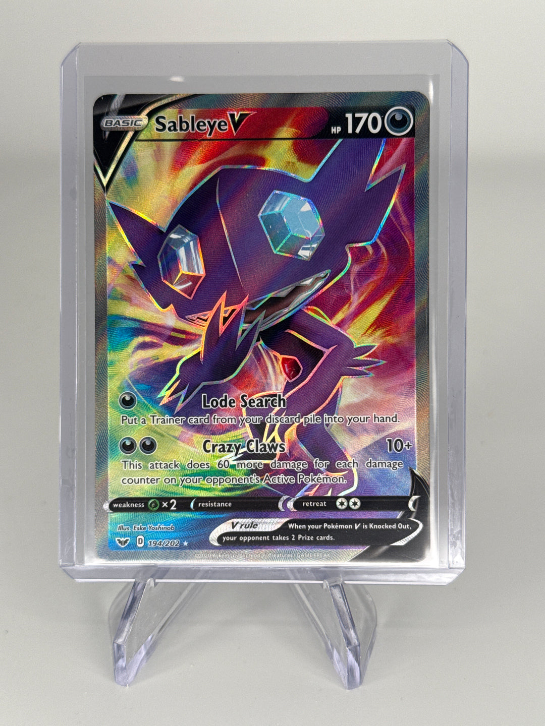 Pokemon TCG 2020 Sableye V Sword & Shield Full Art Holo, 194/202