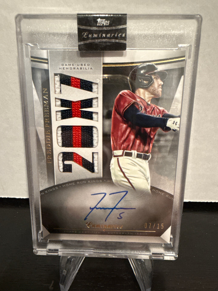 Freddie Freeman 2021 Topps Luminaries Home Run Kings Auto Relic, 07/15