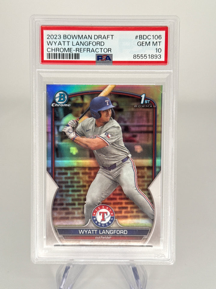 Wyatt Langford 2023 Bowman Draft Chrome 1st Refractor, PSA 10 Gem Mint