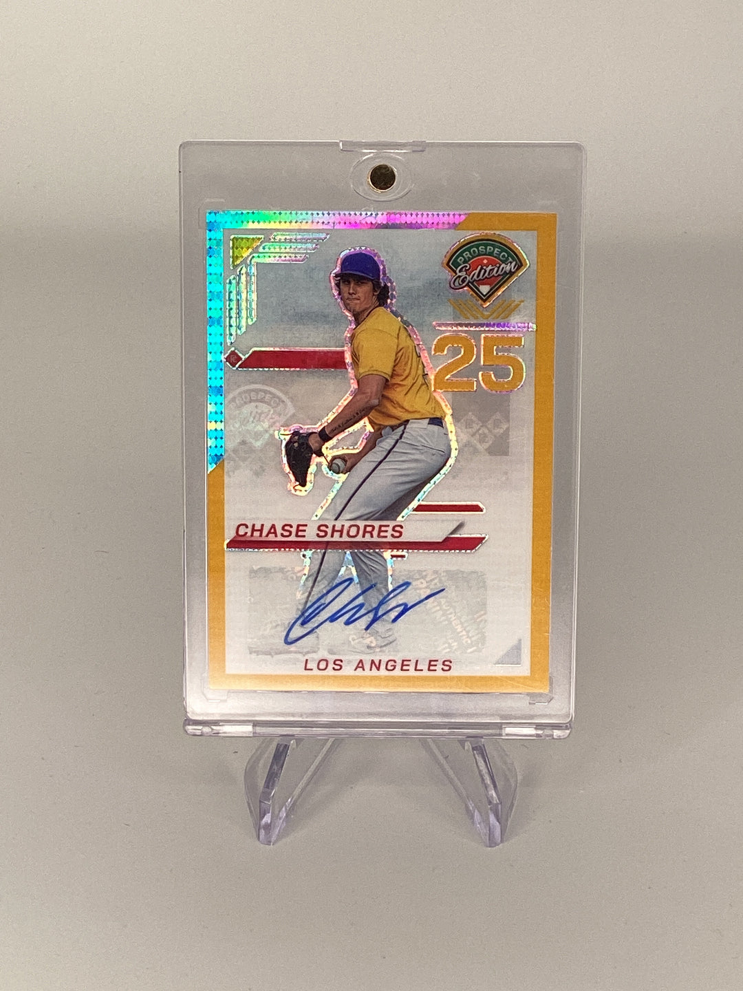 Chase Shores 2025 Panini Prospect Edition Gold Pulsar Auto, 06/10