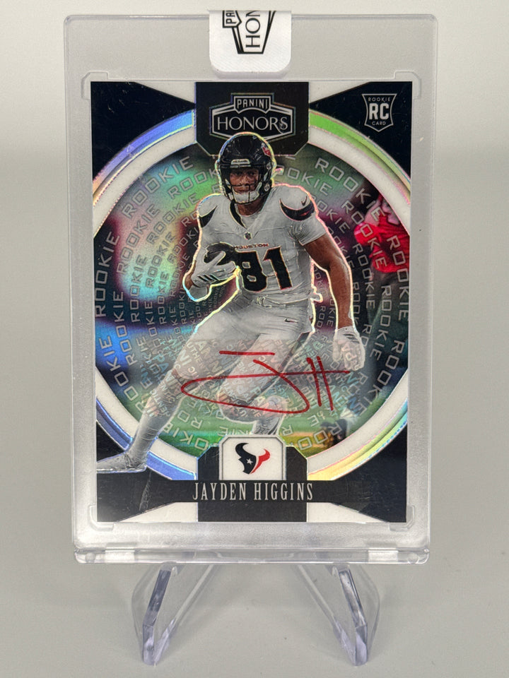 Jayden Higgins 2025 Panini Honors Silver Rookie Auto, 13/49