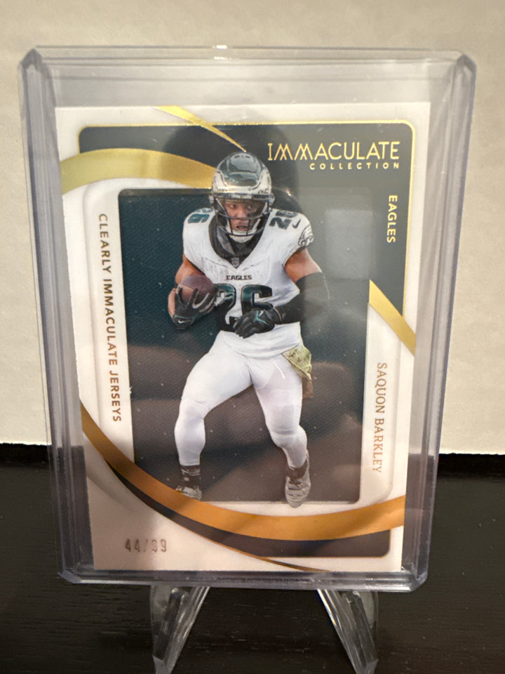Saquon Barkley 2024 Panini Immaculate Clearly Immaculate Jersey, 44/99