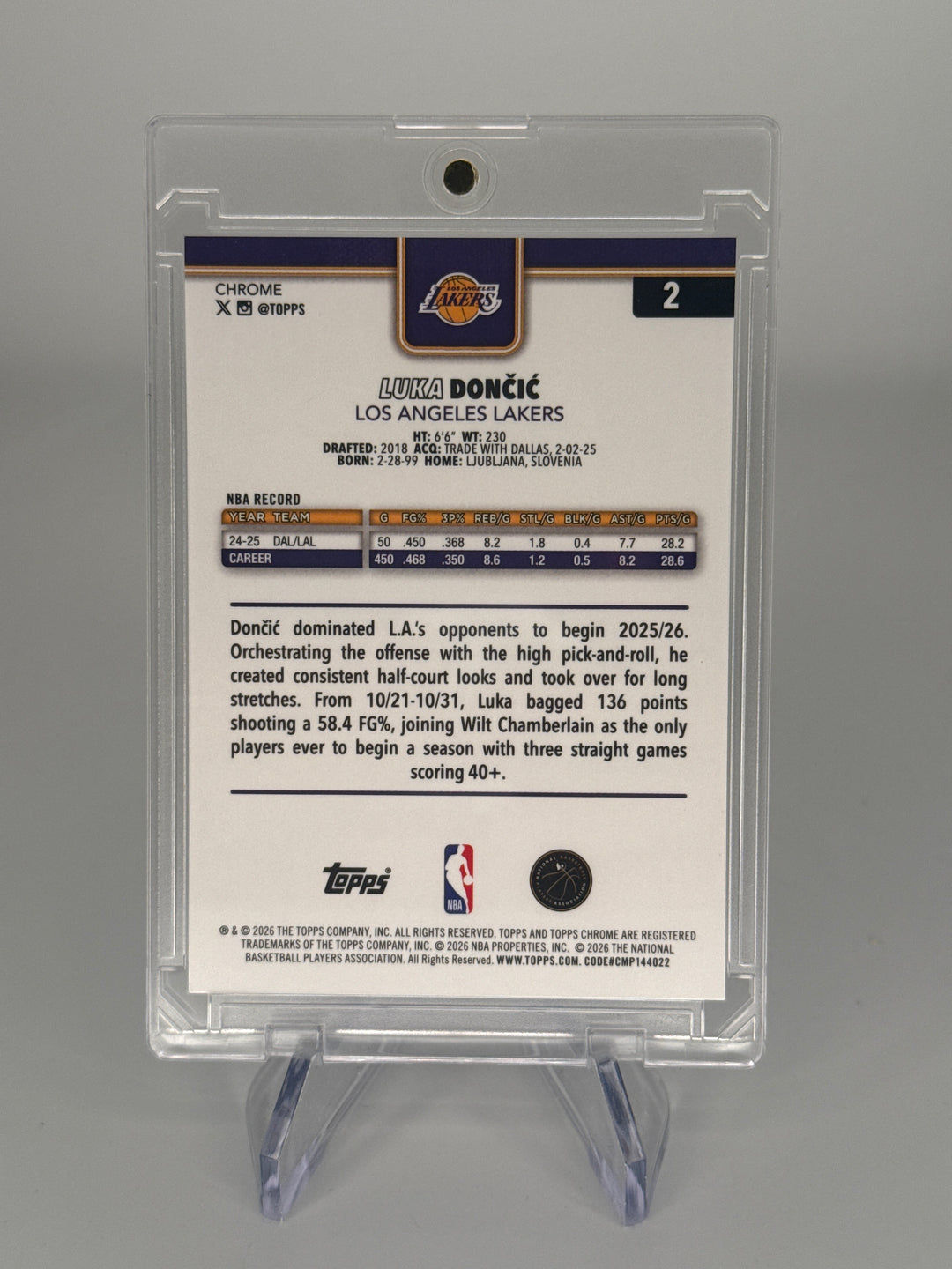 Luka Doncic 2026 Topps Chrome Sapphire