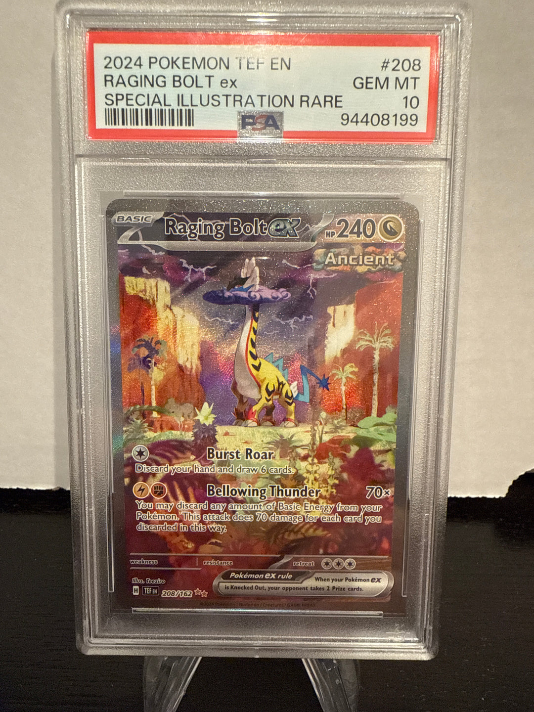 Pokemon TCG 2024 Raging Bolt EX Temporal Forces Special Illustration Rare, 208/162, PSA 10 Gem Mint