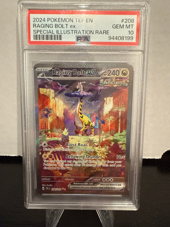 Pokemon TCG 2024 Raging Bolt EX Temporal Forces Special Illustration Rare, 208/162, PSA 10 Gem Mint
