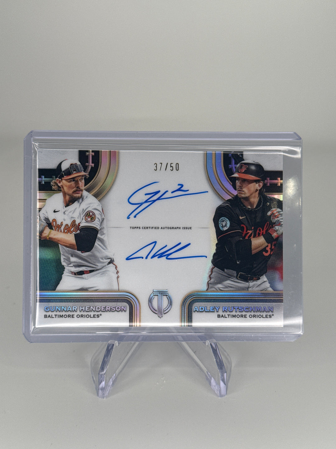 Gunnar Henderson/Adley Rutschman 2026 Topps Tribute Dual Auto, 37/50