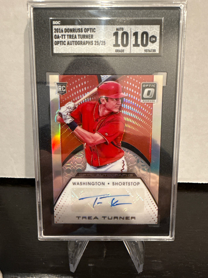 Trea Turner 2016 Panini Donruss Optic Rookie Auto, SGC 10 Gem Mint, 10 Auto