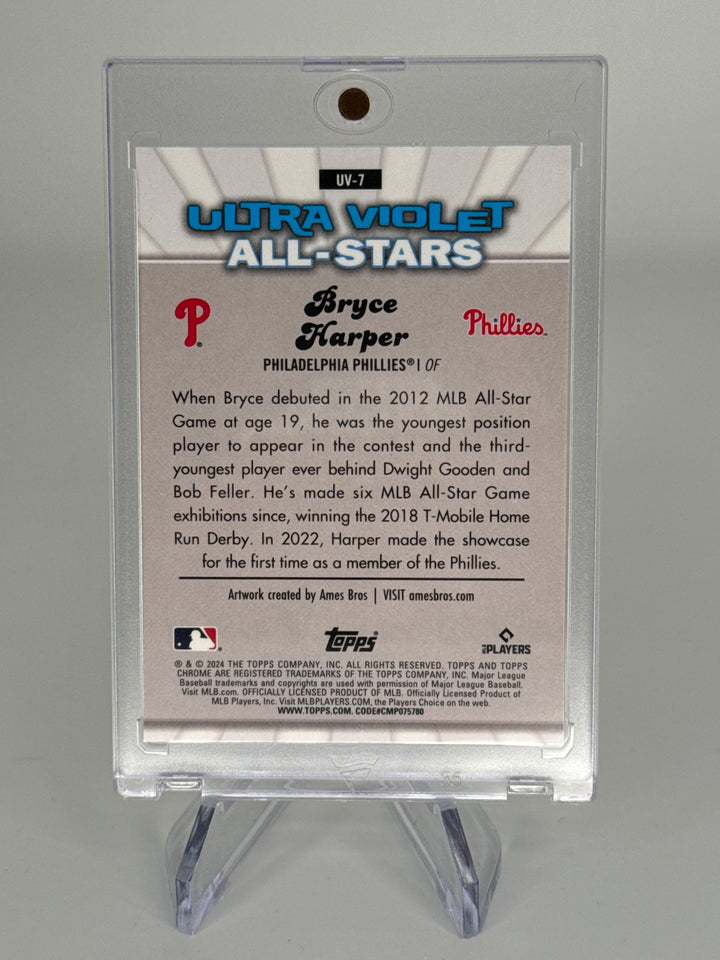 Bryce Harper 2024 Topps Chrome Ultra Violet SSP Case Hit