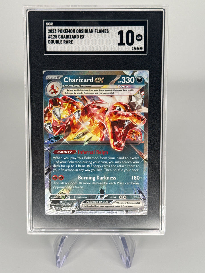Pokemon TCG 2023 Charizard EX Obsidian Flames Double Rare Holo, 125/197, CGC 10 Gem Mint