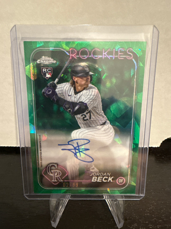 Jordan Beck 2024 Topps Chrome Sapphire Rookie Auto Green, 02/99