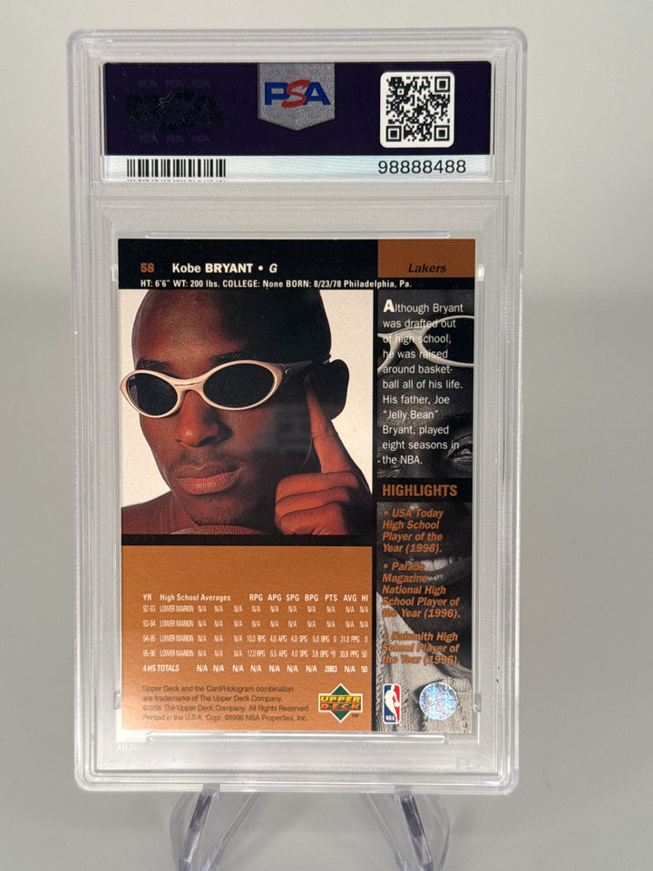 Kobe Bryant 1996 Upper Deck Rookie, PSA 9 Mint