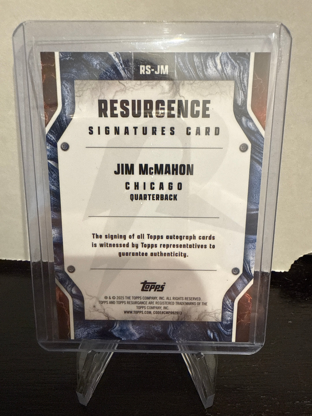 Jim McMahon 2025 Topps Resurgence Red Auto, 2/5