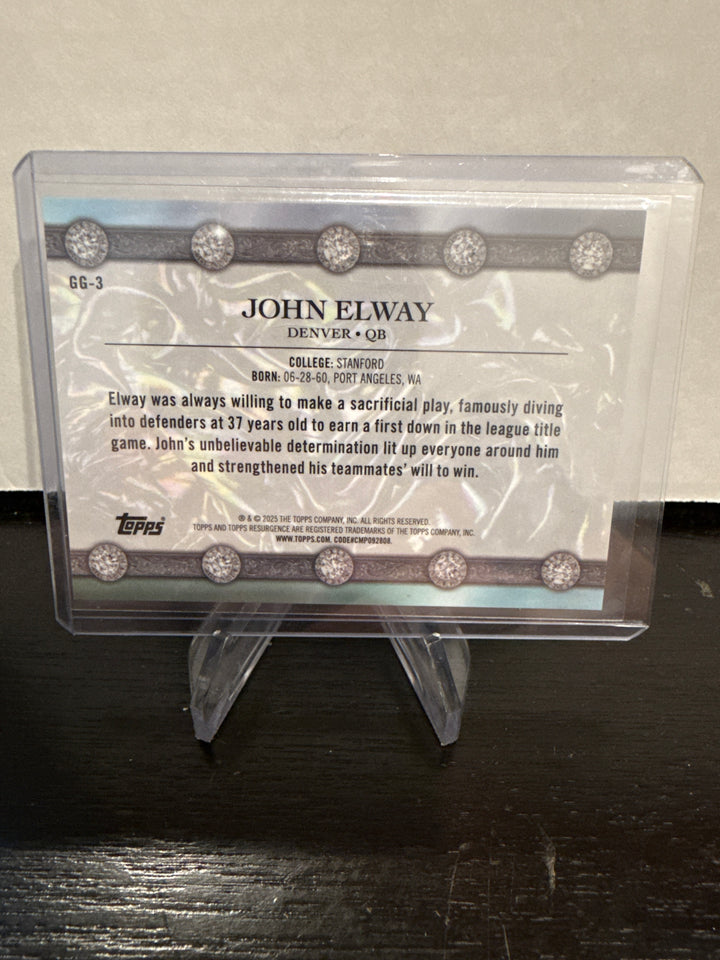 John Elway 2025 Topps Resurgence Glimmer and Gleam Pink Refractor, 08/10