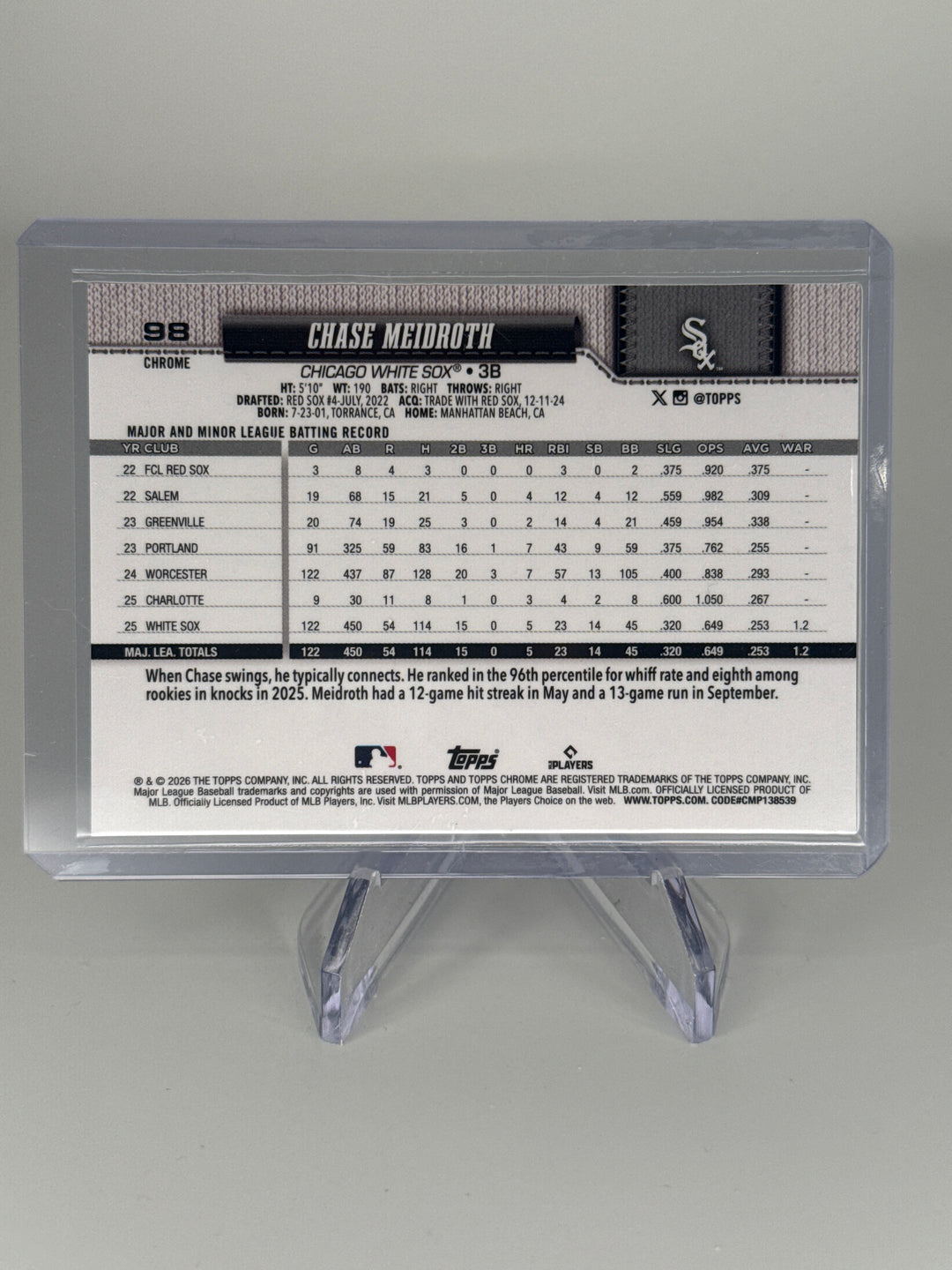 Chase Meidroth 2026 Topps Chrome Black Geometric Refractor, 04/10