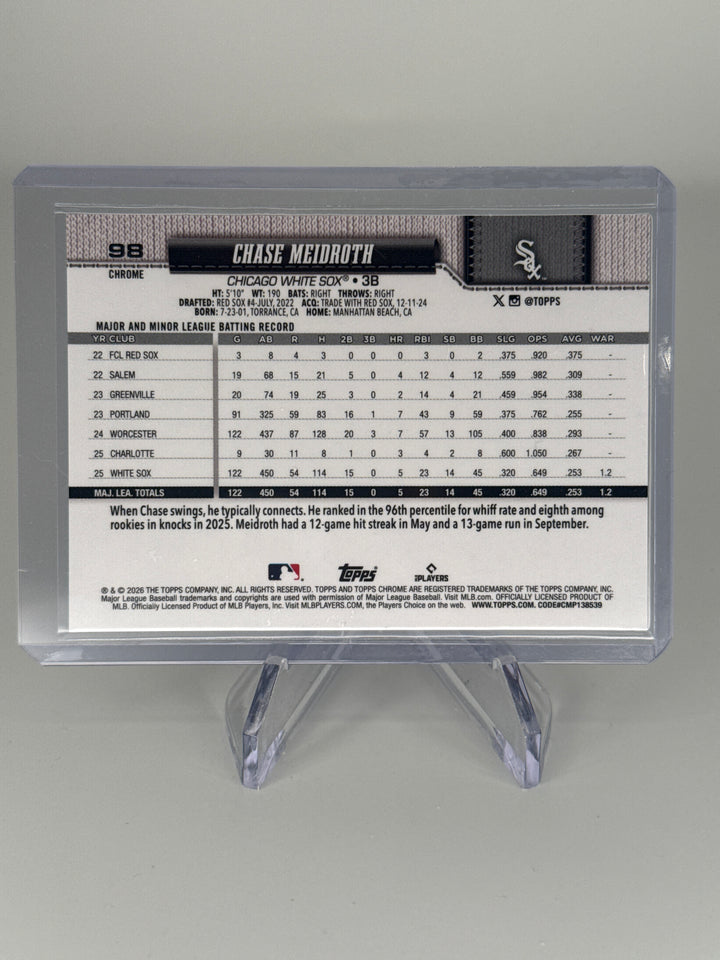 Chase Meidroth 2026 Topps Chrome Black Geometric Refractor, 04/10