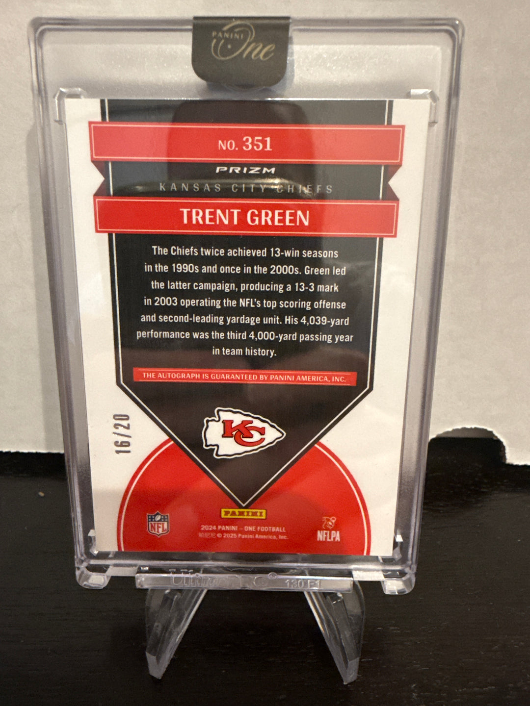 Trent Green 2024 Panini One Once in a Franchise Gold Auto, 16/20