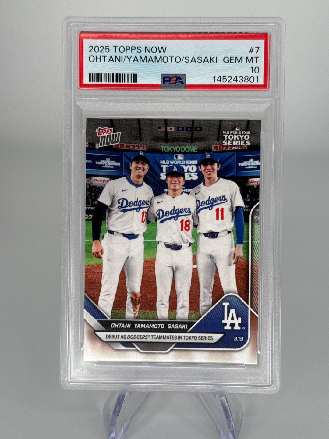Shohei Shohei Ohtani/Yoshinobu Yamamoto/Roki Sasaki 2025 Topps Now Tokyo Series, PSA 10 Gem Mint