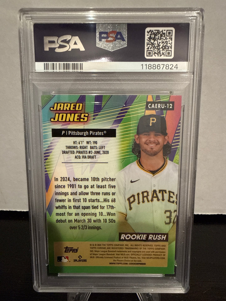Jared Jones 2024 Topps Chrome Update All-Etch Rookie Rush, PSA 10 Gem Mint