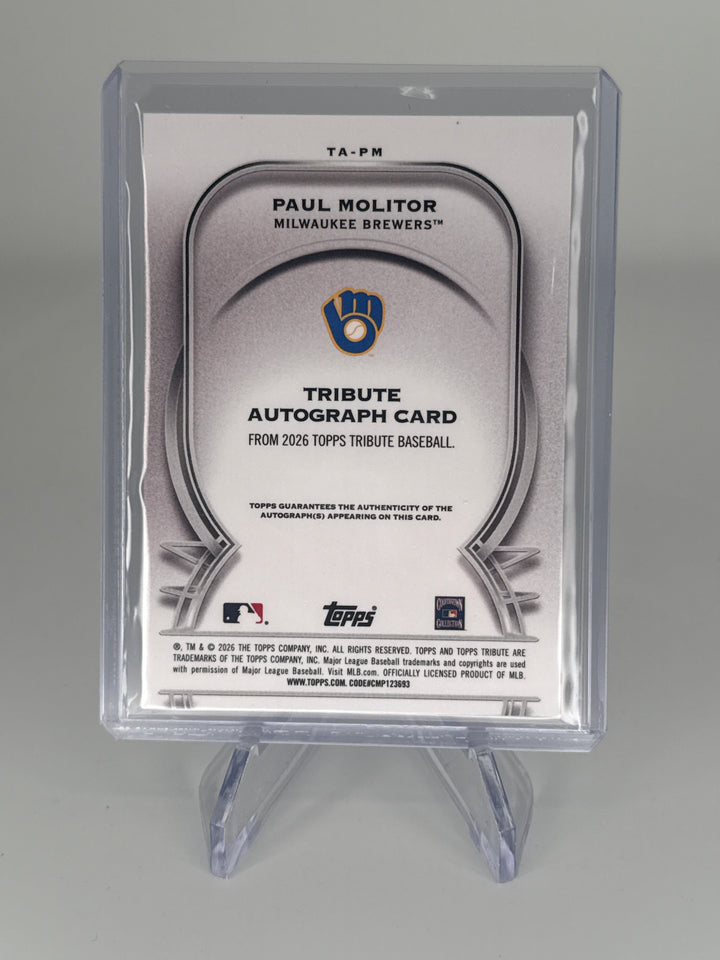 Paul Molitor 2026 Topps Tribute Purple Auto, 26/75