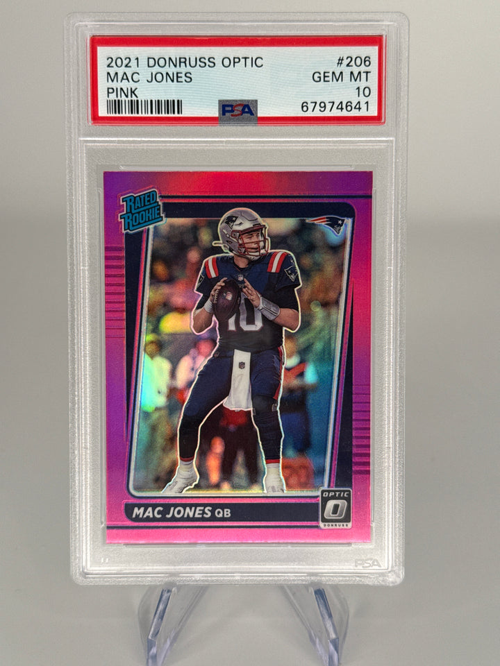Mac Jones 2021 Panini Donruss Optic Pink Rated Rookie, PSA 10 Gem Mint