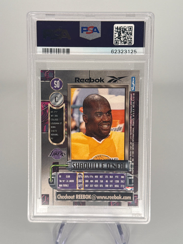 Shaquille O'Neal 1997 Metal Universe Reebok Silver, PSA 8