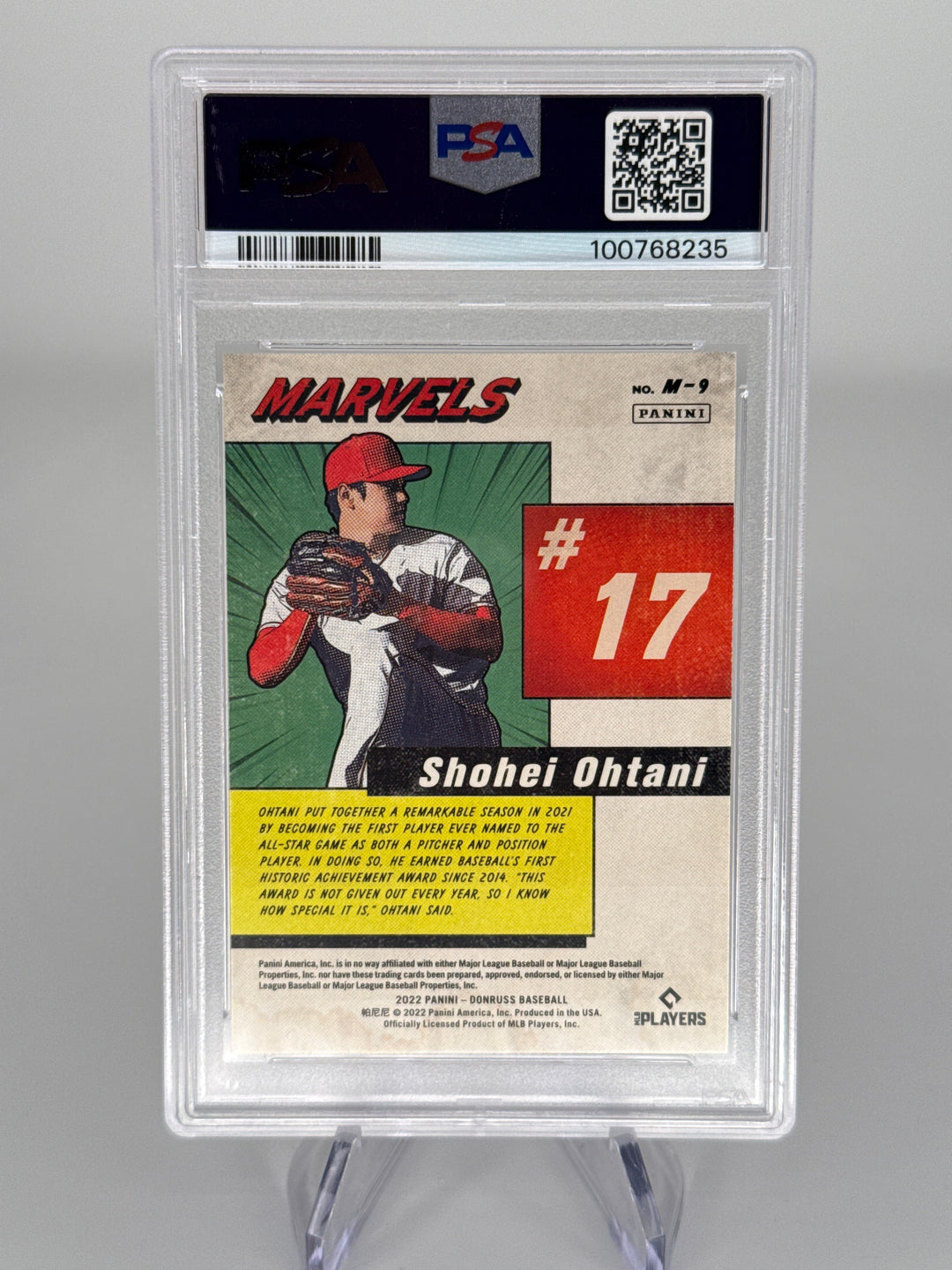 Shohei Ohtani 2022 Panini Donruss Marvels Pink Fireworks, PSA 10 Gem Mint