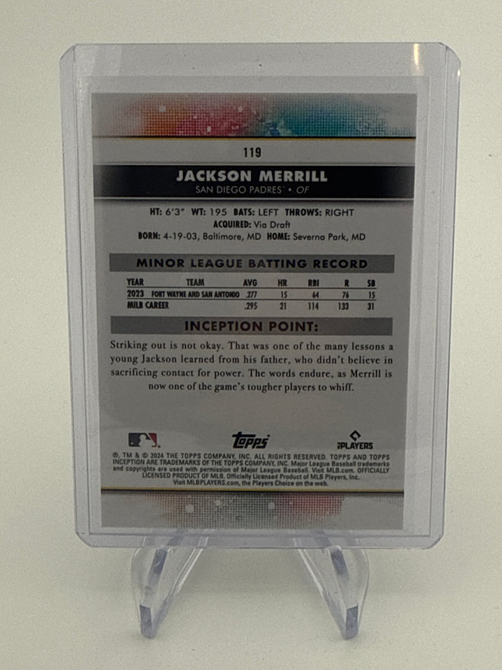 Jackson Merrill 2024 Topps Inception Alpha Black X SSP Rookie