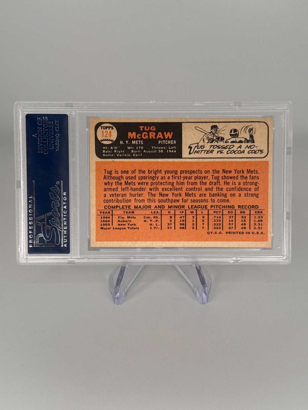 Tug McGraw 1966 Topps, PSA 8