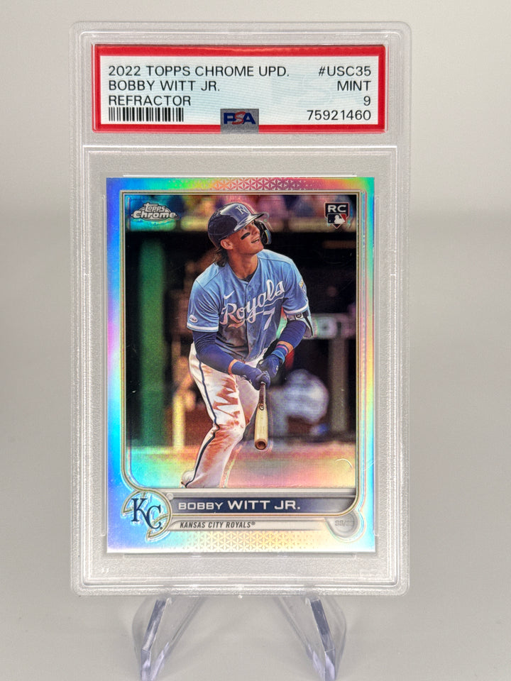 Bobby Witt Jr 2022 Topps Chrome Update Rookie Refractor, 127/299, PSA 9 Mint