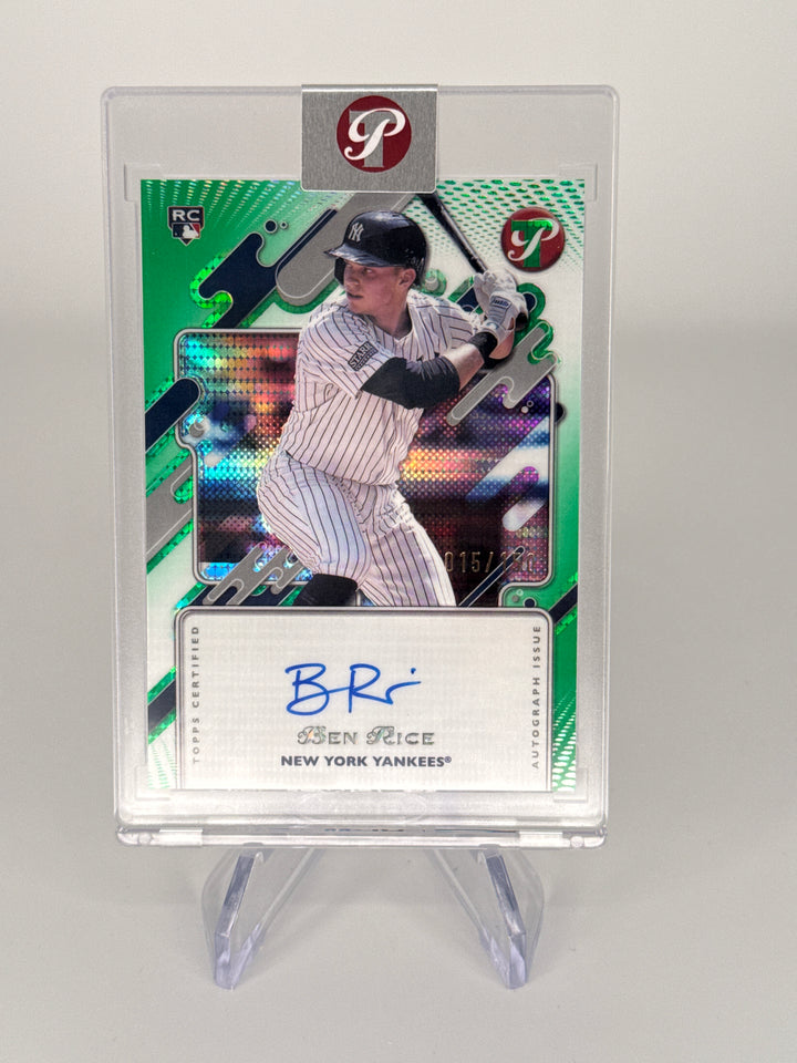 Ben Rice 2025 Topps Pristine Green Pristine Rookie Auto, 015/150