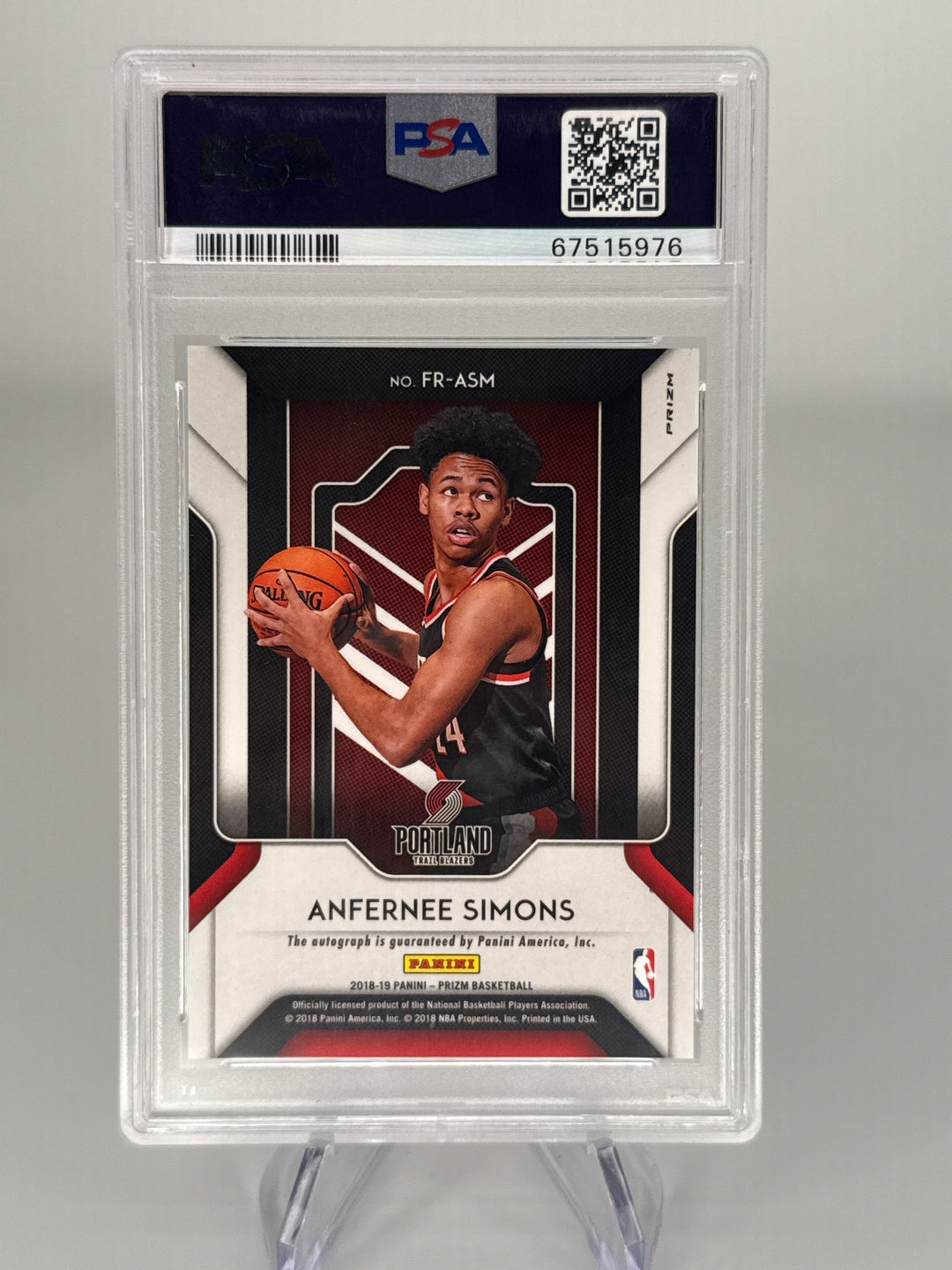 Anfernee Simons 2018 Panini Prizm Fast Break Rookie Auto, PSA 10 Gem Mint, PSA 10 Auto