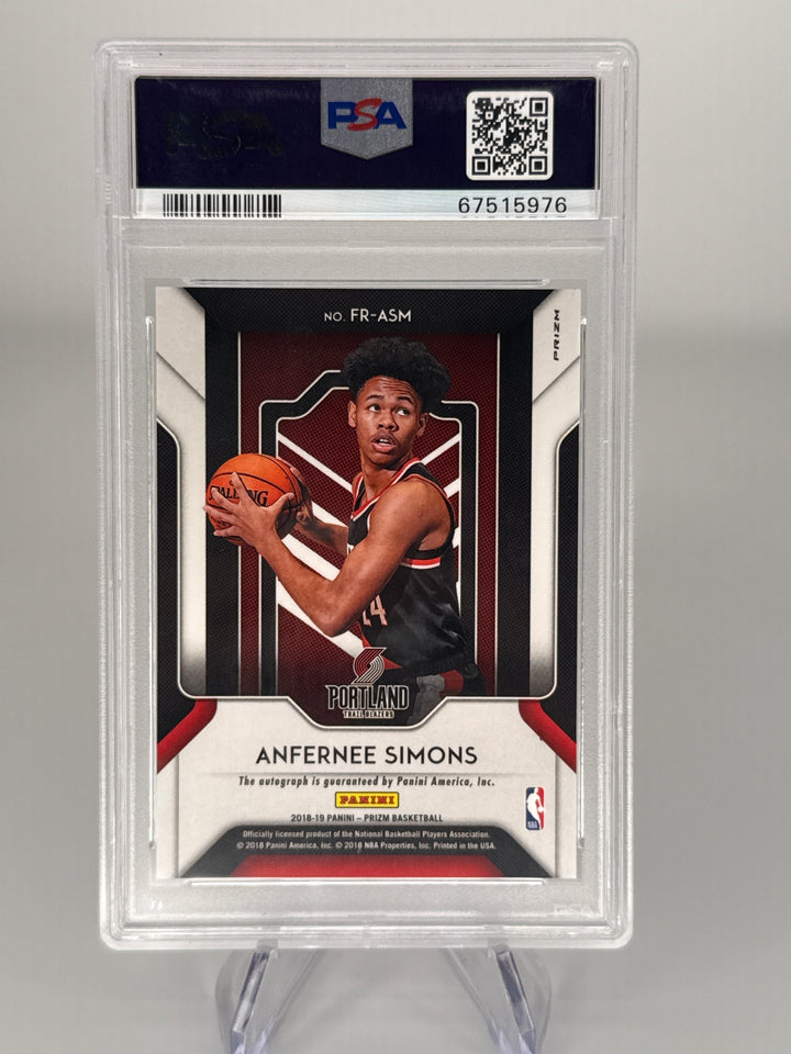 Anfernee Simons 2018 Panini Prizm Fast Break Rookie Auto, PSA 10 Gem Mint, PSA 10 Auto