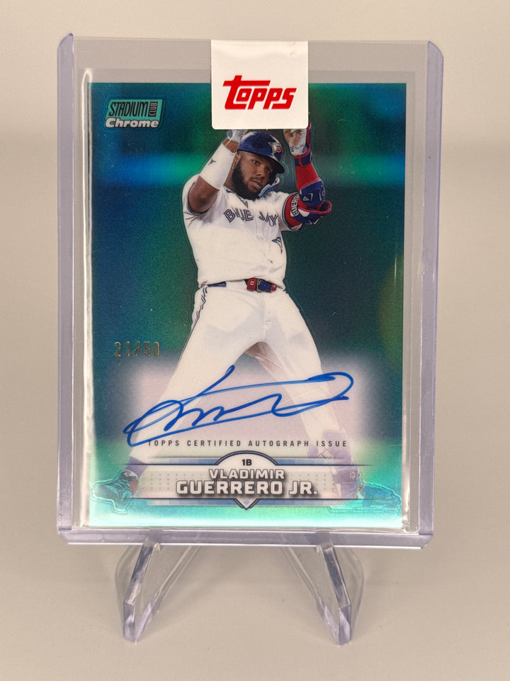 Vladimir Guerrero Jr. 2025 Topps Stadium Club Chrome Turquoise Auto, 21/50