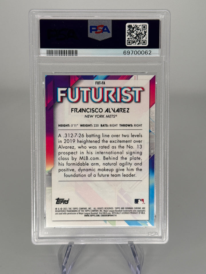 Francisco Alvarez 2021 Bowman Chrome Mega Box Futurist, PSA 10 Gem Mint